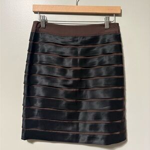 Banana Republic Tiered Silk Pencil Skirt Black and Brown